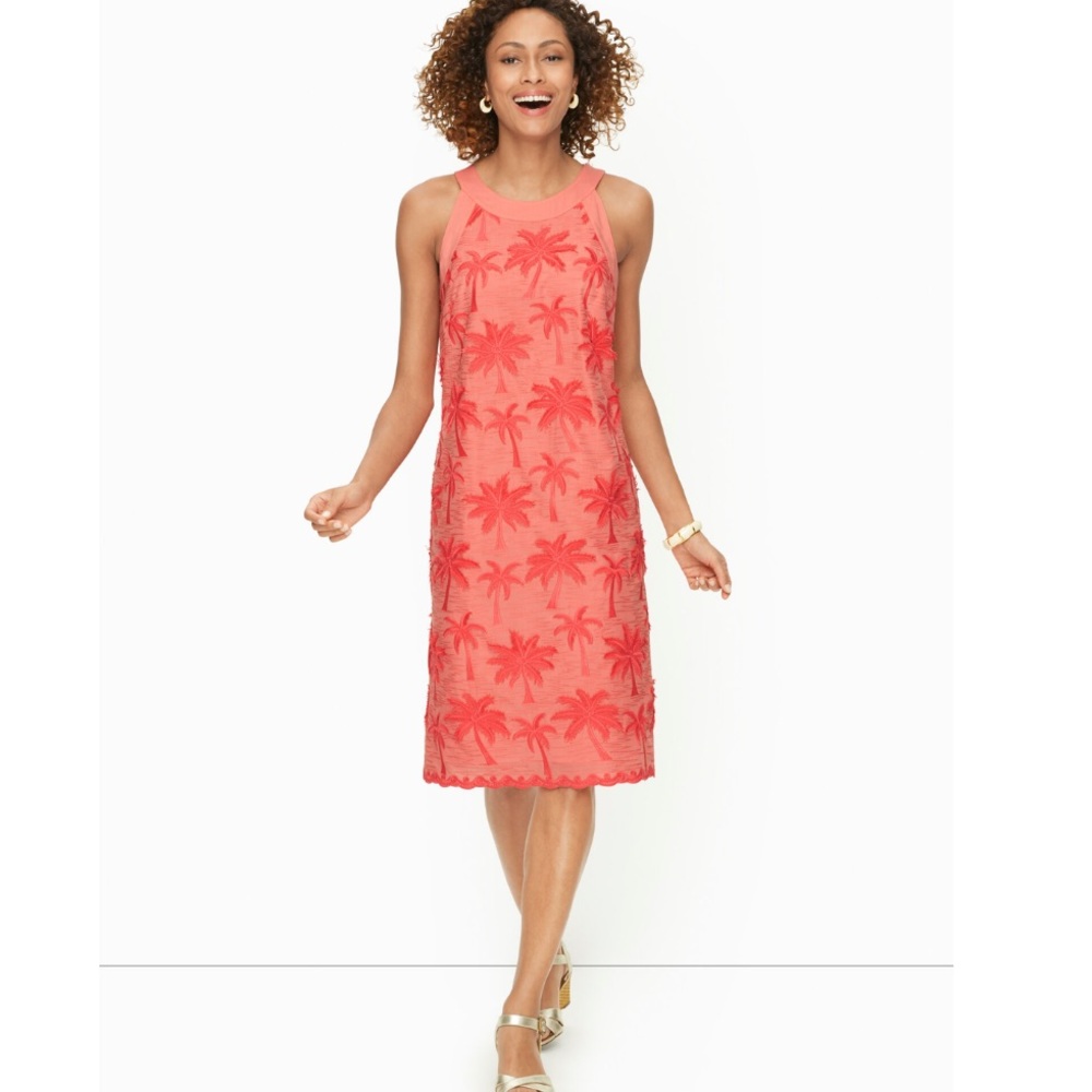 Talbots Embroidered Palm Shift Dress